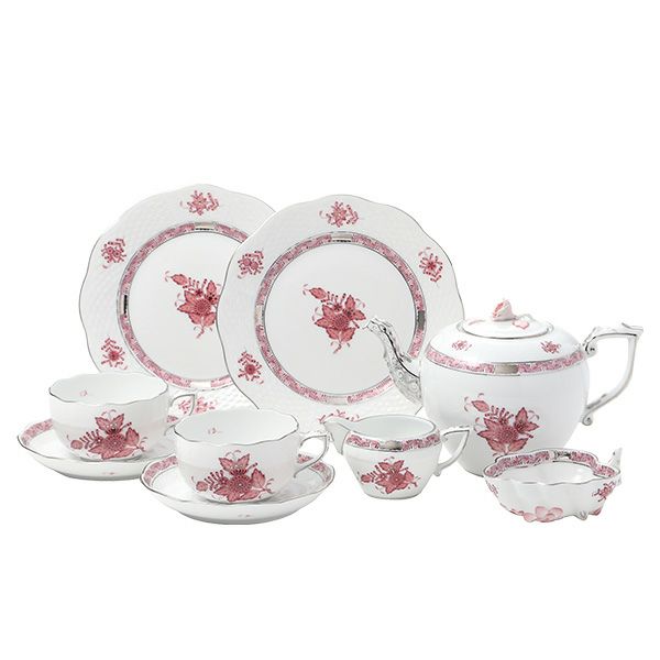 ヘレンド アポニーモーヴプラチナ AP2-PT 2人用 ティー7点セット