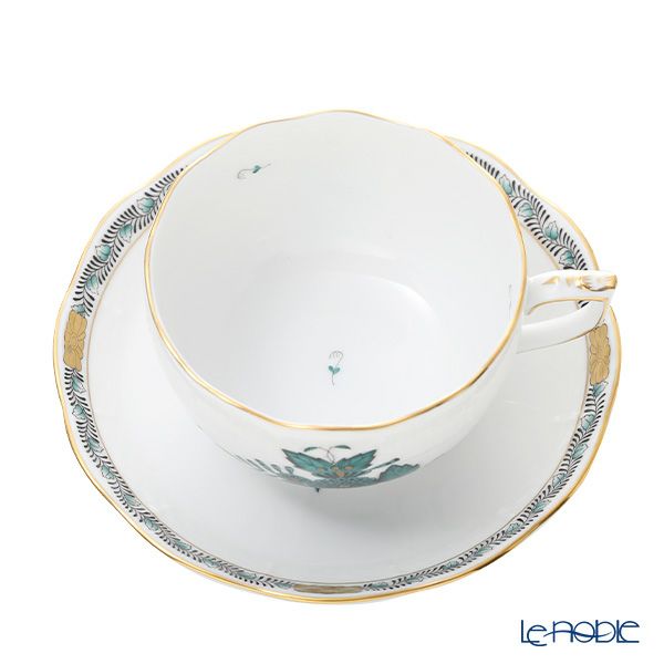 ヘレンド アポニーグリーン2 AV2（ブルーグリーン） ティーカップ＆ソーサー 200ml 00724-0-00 ペア