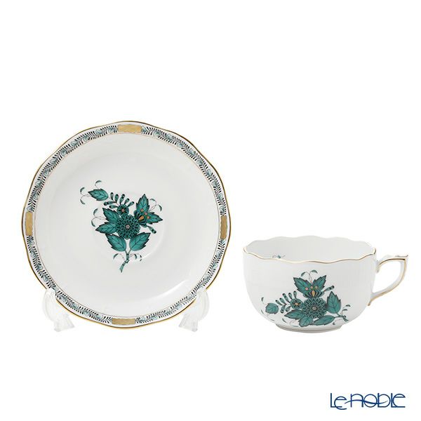 ヘレンド アポニーグリーン2 AV2（ブルーグリーン） ティーカップ＆ソーサー 200ml 00724-0-00 ペア