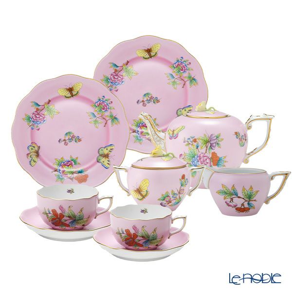 ヘレンド ピンクのヴィクトリア VE-FP1 2人用 ティー7点セット