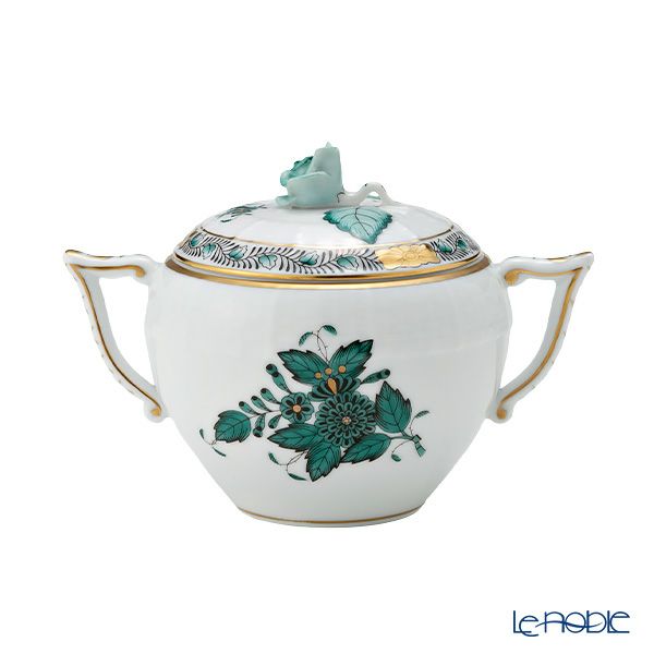 ヘレンド アポニーグリーン2 AV2（ブルーグリーン） ティーポット＆シュガー＆クリーマー 3点セット