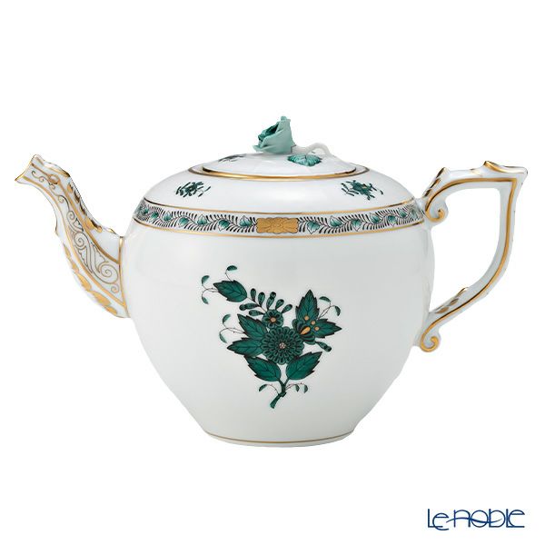 ヘレンド アポニーグリーン2 AV2（ブルーグリーン） ティーポット＆シュガー＆クリーマー 3点セット