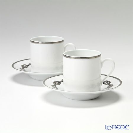 エルメス（HERMES） シェーヌ ダンクル プラチナ コーヒーカップ＆ソーサー 90ml ペア