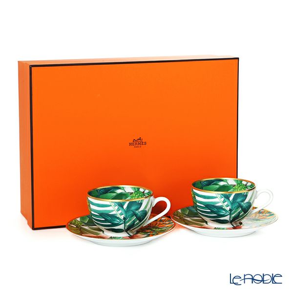 エルメス（HERMES）パシフォリア ティーカップ＆ソーサー 200ml ペア 044016P