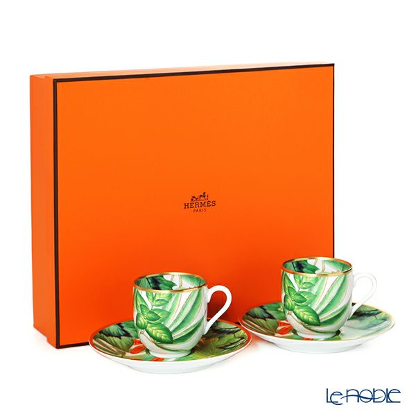 エルメス（HERMES）パシフォリア コーヒーカップ＆ソーサー 100ml ペア 044017P デミタス／エスプレッソ用