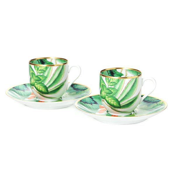 エルメス（HERMES）パシフォリア コーヒーカップ＆ソーサー 100ml ペア 044017P デミタス／エスプレッソ用