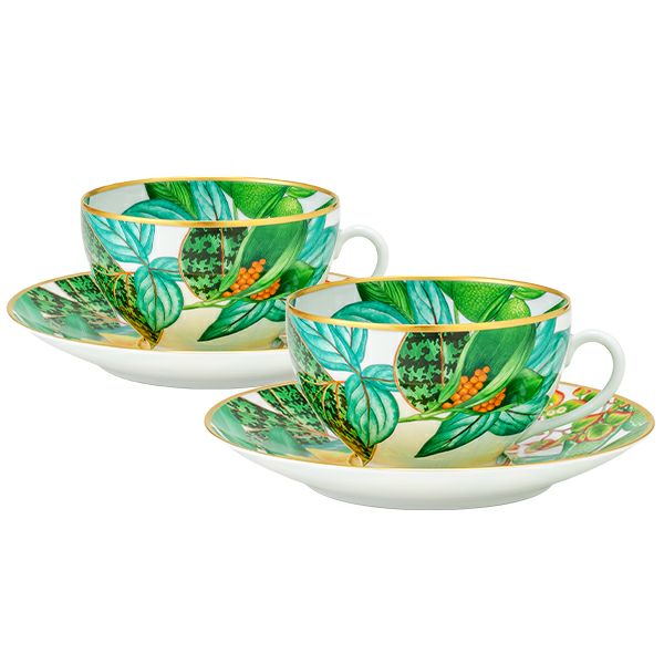 エルメス（HERMES）パシフォリア モーニングカップ＆ソーサー 370ml ペア 044015P