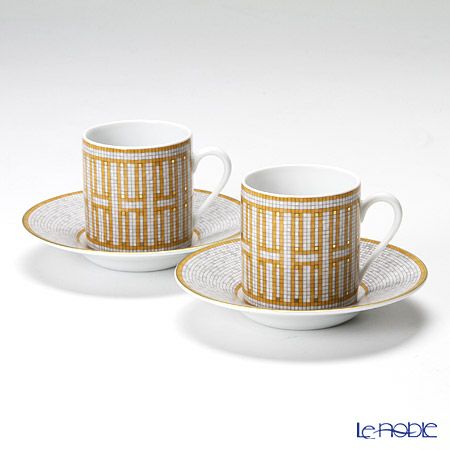 エルメス（HERMES） モザイク ヴァンキャトル コーヒーカップ＆ソーサー 100ml ペア