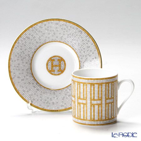 エルメス（HERMES） モザイク ヴァンキャトル コーヒーカップ＆ソーサー 100ml ペア