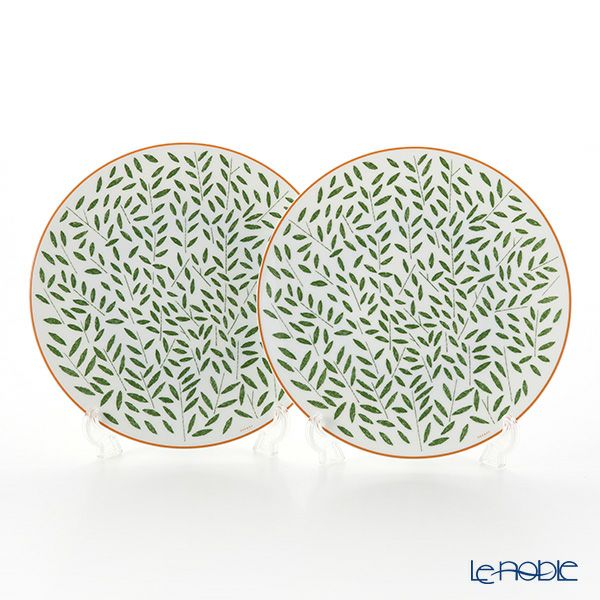 エルメス（HERMES） ウォーク・イン・ザ・ガーデン ディナープレート 27cm グリーン ペア