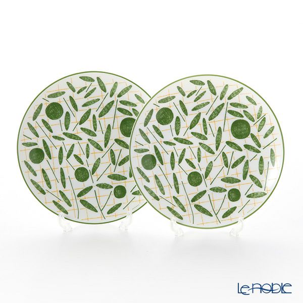 エルメス（HERMES） ウォーク・イン・ザ・ガーデン デザートプレート 21cm グリーン ペア
