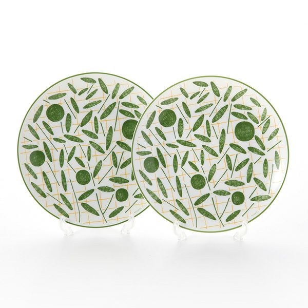 エルメス（HERMES） ウォーク・イン・ザ・ガーデン デザートプレート 21cm グリーン ペア