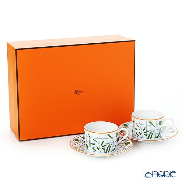 エルメス（HERMES） ウォーク・イン・ザ・ガーデン ティーカップ＆ソーサー グリーン ペア