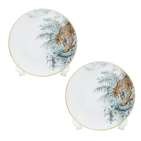 エルメス（HERMES） 赤道直下のスケッチ アメリカンディナープレート 27cm（ジャガー）ペア 038001P