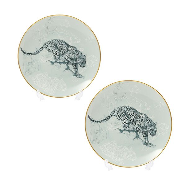 エルメス（HERMES） 赤道直下のスケッチ デザートプレート 21cm（パンサー） ペア 038007P