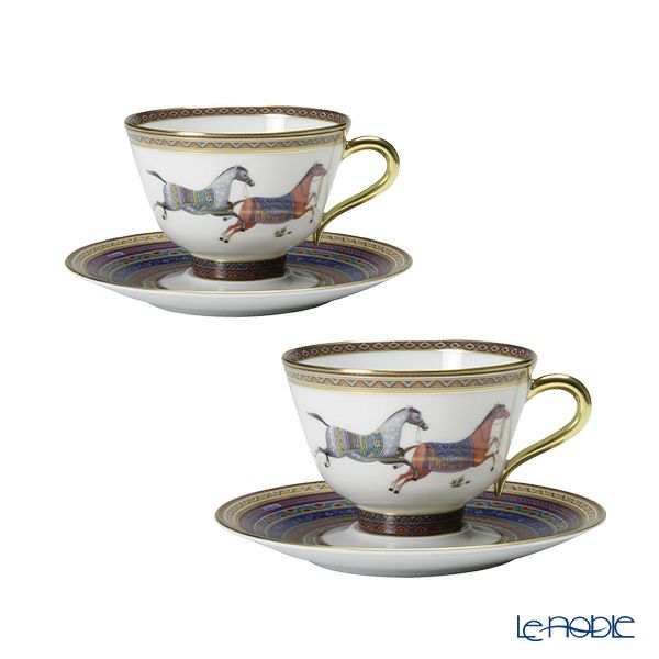 エルメス（HERMES） シュヴァルドリアン ティーカップ＆ソーサー 230ml No.4 ソーサー青 ペア