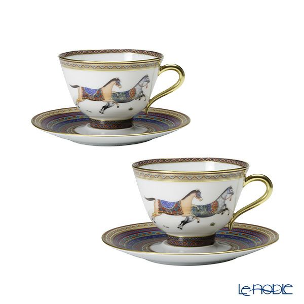 エルメス（HERMES） シュヴァルドリアン ティーカップ＆ソーサー 230ml No.5 ソーサー青 ペア