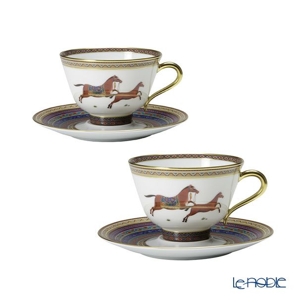 エルメス（HERMES） シュヴァルドリアン ティーカップ＆ソーサー 230ml No.6 ソーサー青 ペア