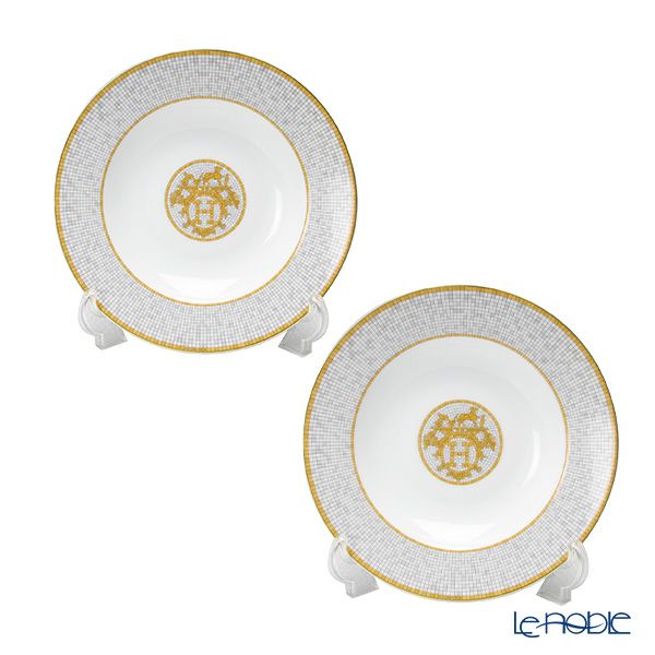 エルメス（HERMES） モザイク ヴァンキャトル スーププレート 22cm ペア 026013P