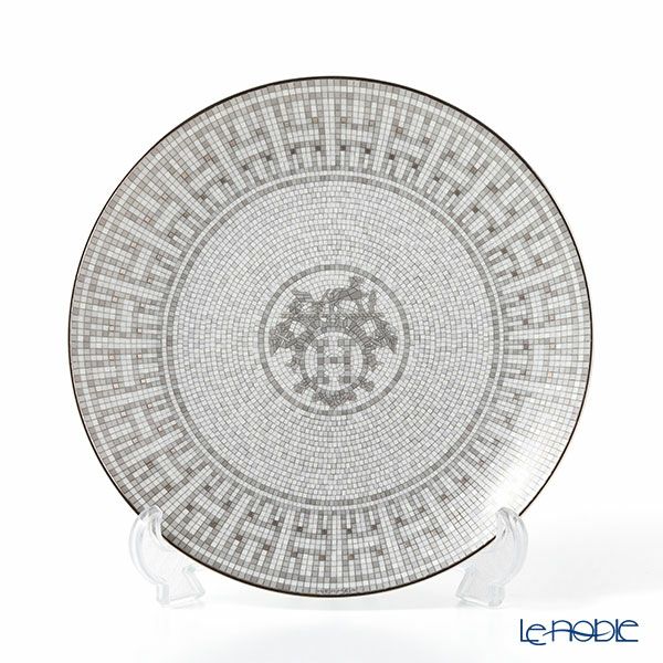 エルメス（HERMES） モザイク ヴァンキャトル プラチナ デザートプレート 21cm ペア 035007P