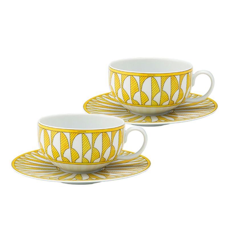 HERMES ソレイユ・ドゥ・エルメス　イエロー エルメス（HERMES） ソレイユ ドゥ エルメス ティーカップ＆ソーサー