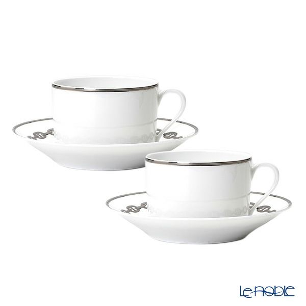 エルメス（HERMES） シェーヌ ダンクル プラチナ モーニングカップ＆ソーサー 340ml ペア