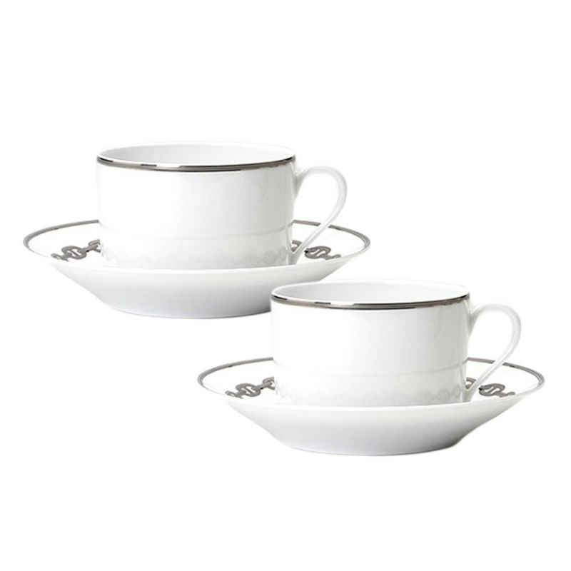 エルメス（HERMES） シェーヌ ダンクル プラチナ モーニングカップ＆ソーサー 340ml ペア