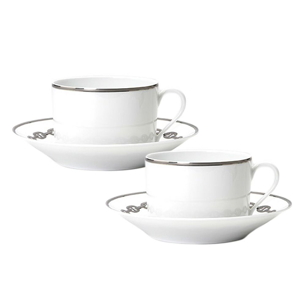 エルメス（HERMES） シェーヌ ダンクル プラチナ モーニングカップ＆ソーサー 340ml ペア