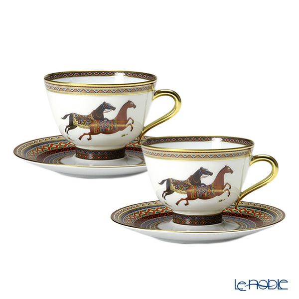 エルメス（HERMES） シュヴァルドリアン ティーカップ＆ソーサー 230ml No.1 ソーサー赤 ペア