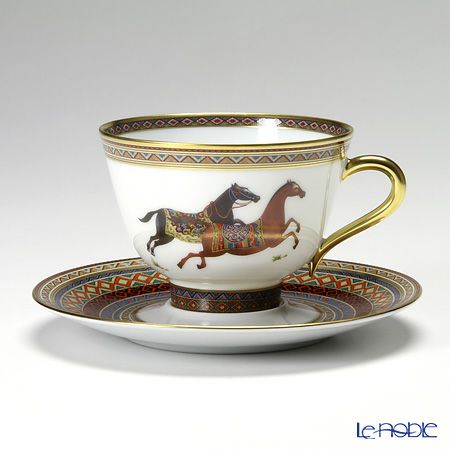 エルメス（HERMES） シュヴァルドリアン ティーカップ＆ソーサー 230ml No.1 ソーサー赤 ペア