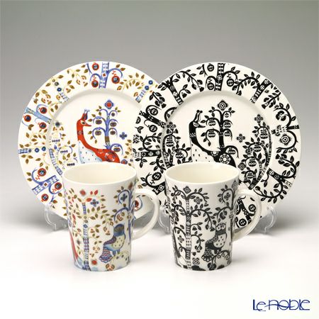 イッタラ（iittala） タイカ ブラック＆ホワイト 2人用 マグ＆プレート 4点セット