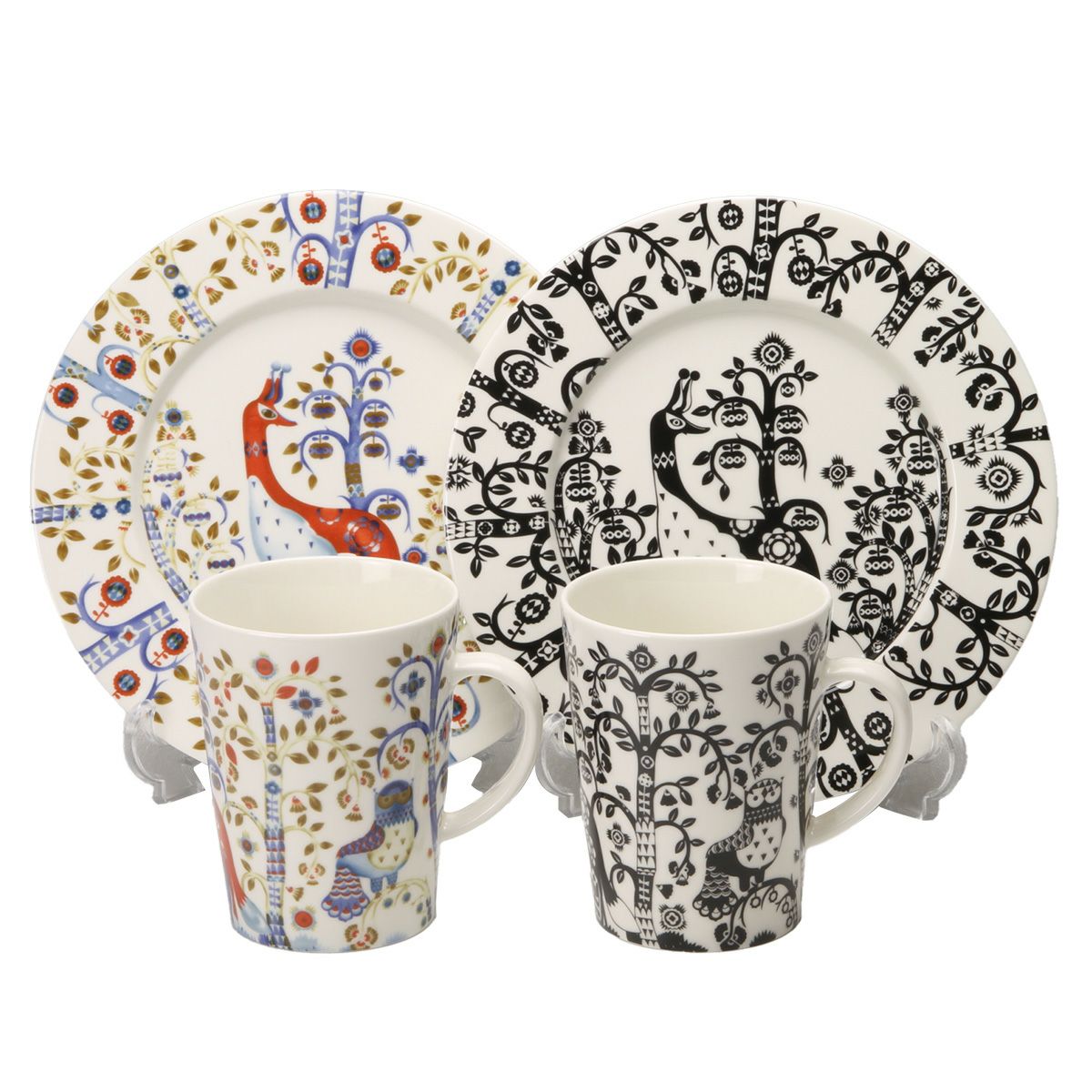 イッタラ（iittala） タイカ ブラック＆ホワイト 2人用 マグ＆プレート 4点セット