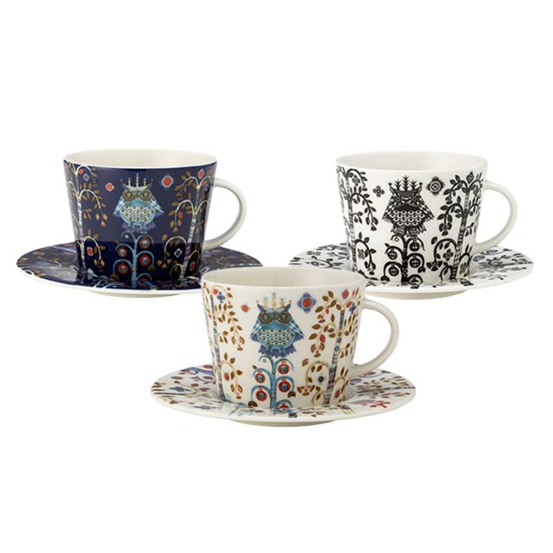 イッタラ（iittala） タイカ ホワイト ＆ ブルー ＆ ブラック ティーカップ＆ソーサー 300ml 3点セット