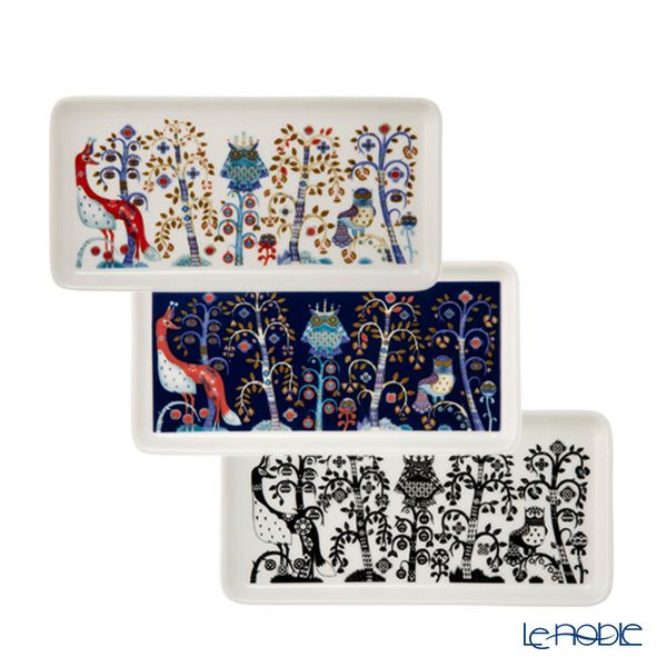 イッタラ（iittala） タイカ ホワイト ＆ ブルー ＆ ブラック レクタングラープレート 12×24cm 3点セット