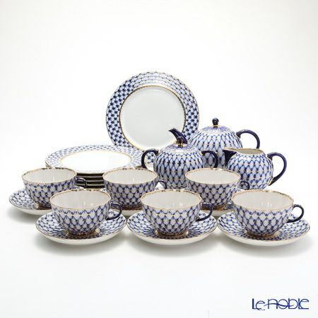 ロシア食器 インペリアル・ポーセリン コバルトネット 23ピースセット
