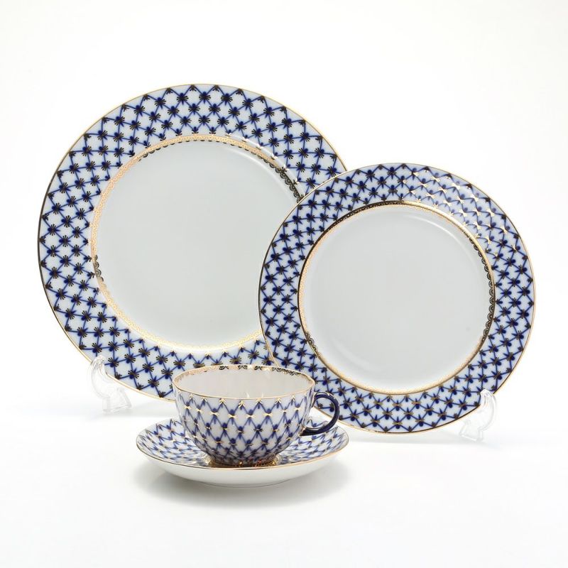 ロシア食器 インペリアル・ポーセリン コバルトネット スターターセット（ティー）