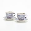 ロシア食器 インペリアル・ポーセリン コバルトネット コーヒーカップ＆ソーサー（エスプレッソサイズ） 140ml ペア
