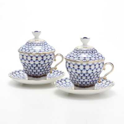 ロシア食器 インペリアル・ポーセリン コバルトネット ティーカップ