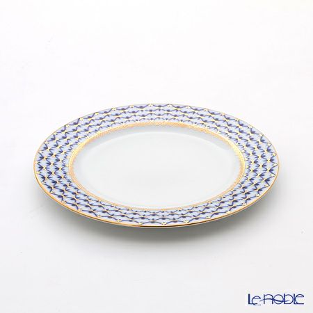 ロシア食器 インペリアル・ポーセリン コバルトネット プレート 21.5cm ペア