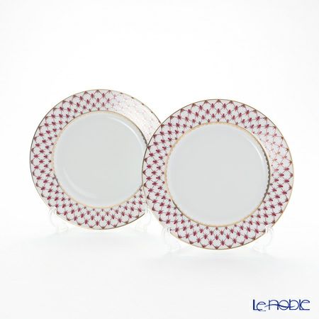 ロシア食器 インペリアル・ポーセリン ブルース（ピンクネット） プレート 21.5cm ペア