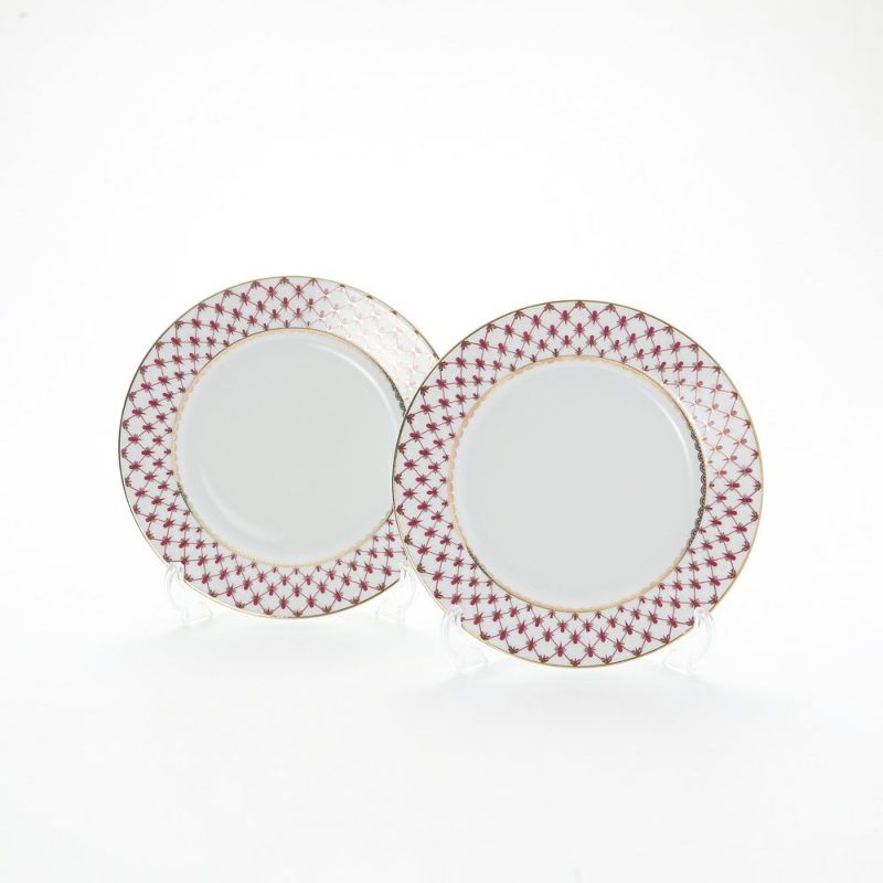 ロシア食器 インペリアル・ポーセリン ブルース（ピンクネット） プレート 21.5cm ペア