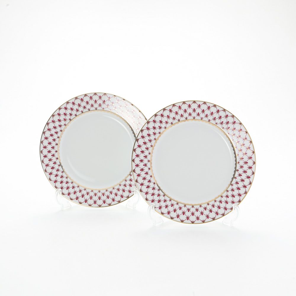 ロシア食器 インペリアル・ポーセリン ブルース（ピンクネット） プレート 21.5cm ペア