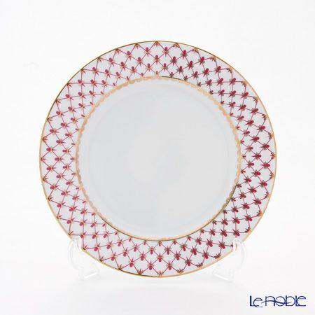ロシア食器 インペリアル・ポーセリン コバルトネット＆ブルース（ピンクネット） プレート 21.5cm ペア