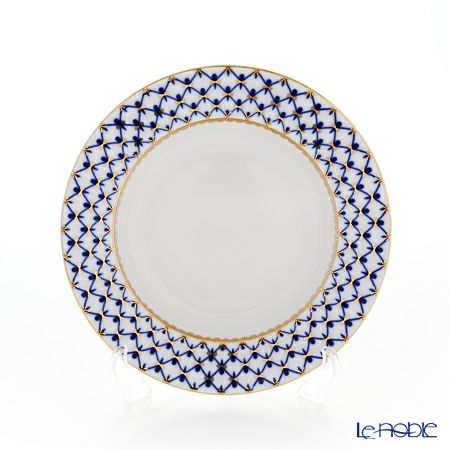 ロシア食器 インペリアル・ポーセリン コバルトネット スーププレート 22cm ペア