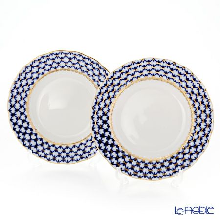 ロシア食器 インペリアル・ポーセリン コバルトネット プレート 18cm ペア