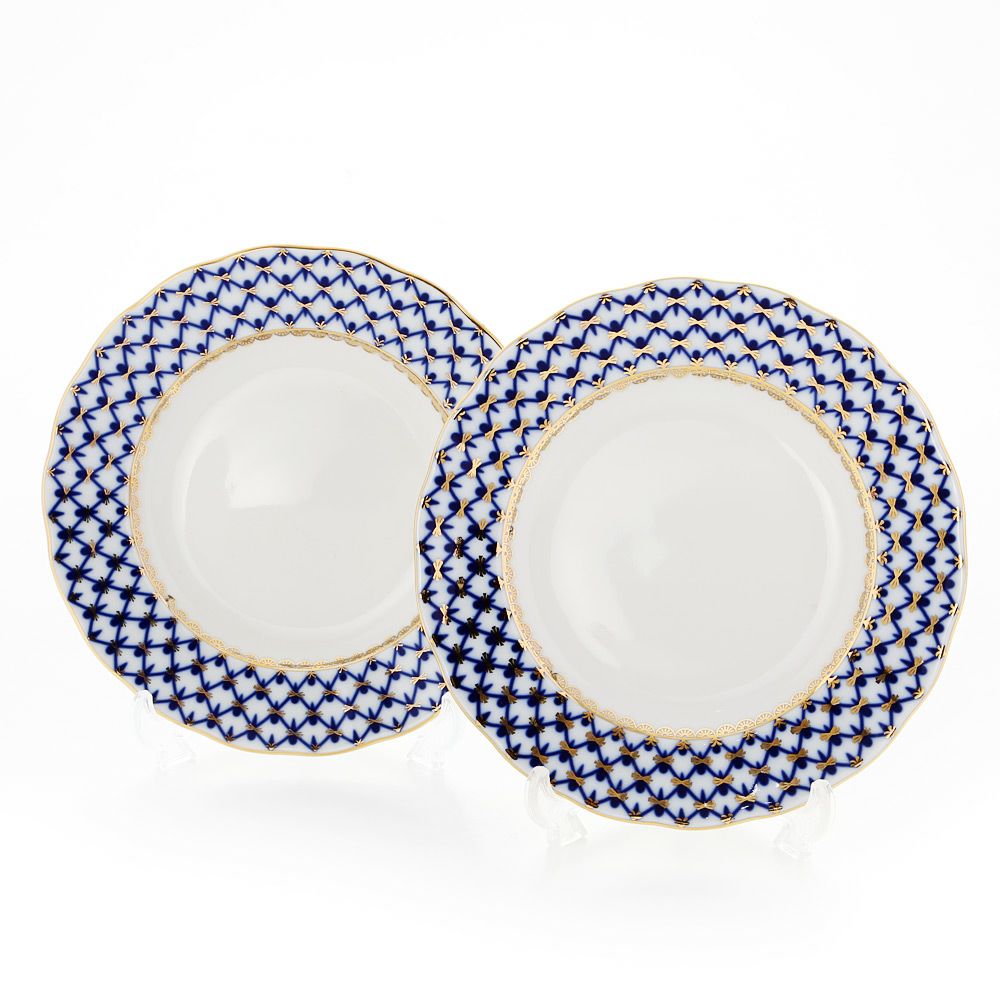 ロシア食器 インペリアル・ポーセリン コバルトネット プレート 18cm ペア