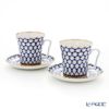 ロシア食器 インペリアル・ポーセリン コバルトネット マグ＆ソーサーセット 360ml ペア