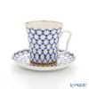 ロシア食器 インペリアル・ポーセリン コバルトネット マグ＆ソーサーセット 360ml ペア