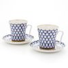 ロシア食器 インペリアル・ポーセリン コバルトネット マグ＆ソーサーセット 360ml ペア