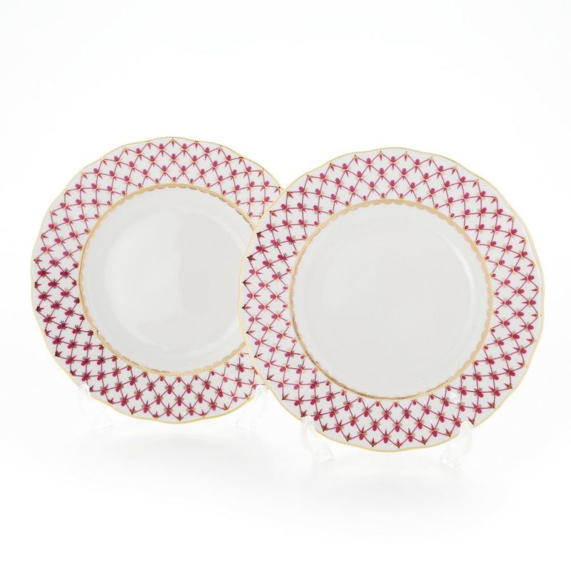 ロシア食器 インペリアル・ポーセリン ブルース（ピンクネット） プレート 18cm ペア